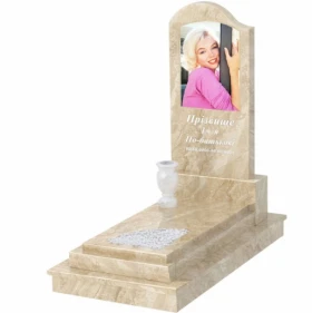 Пам'ятник із мармуру вертикальний з мармуру Дайна з вирізаним куточком к24-dan-pf-120-60-08-011-l-ck