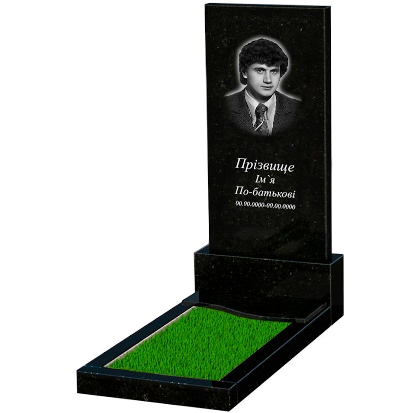 Основне Пам'ятник із граніту з формою хвилі одинарний із чорного граніту Коростишів к5-kor-pf-120-60-08-001