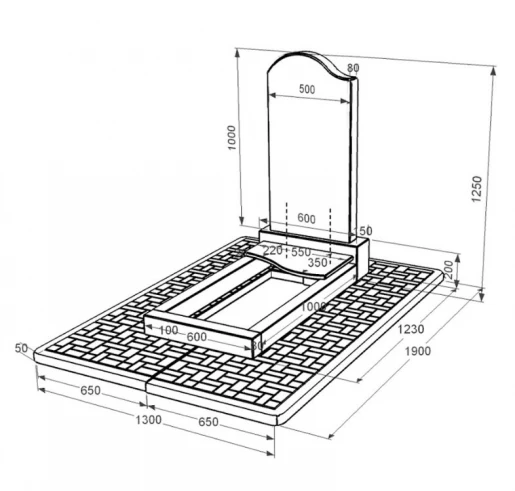 Розміри Гранітний пам'ятник з чорною стелою одинарний із чорного граніту Коростишів з хвилею різьблений к5-kor-pf-100-50-08-011-l-pbd2