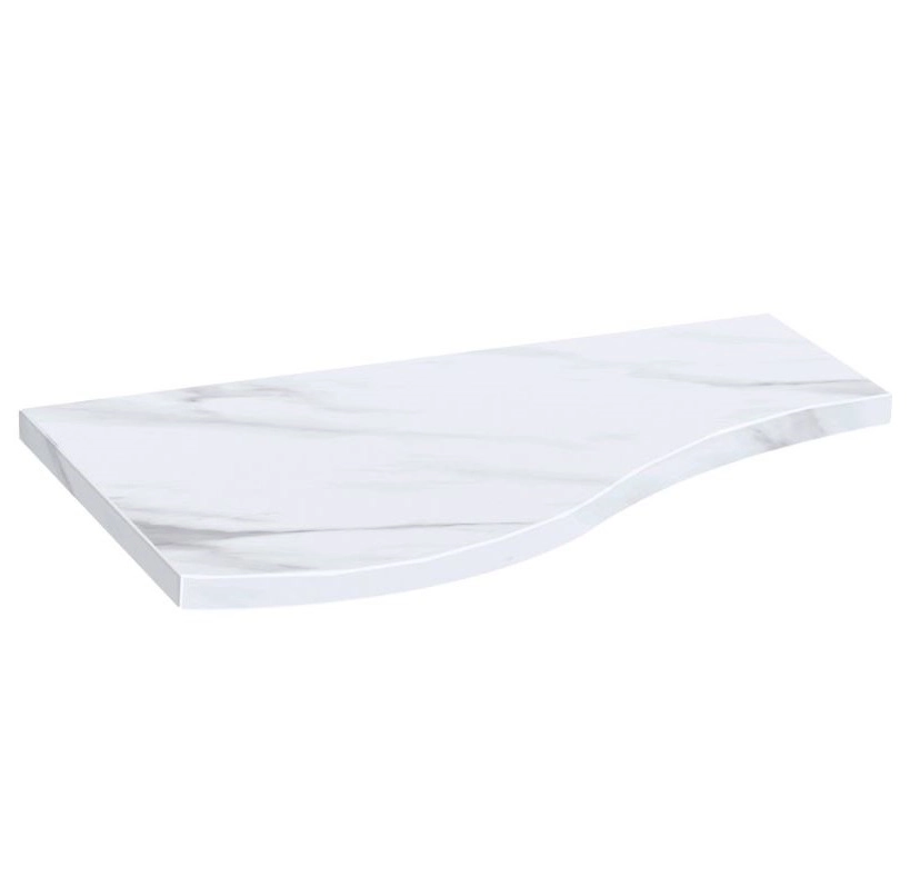 Основное Плита на цветник могилы белого цвета 650x400x20 серия Волна одинарная короткая с полированными фасками из мрамора Волокас левая pnk-vol-pf-65-40-02-l