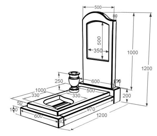 Розміри Пам'ятник із мармуру з полірованими фасками одинарний з білого мармуру Волокас з листом різьблена робота к13-vol-pf-100-50-08-011-l