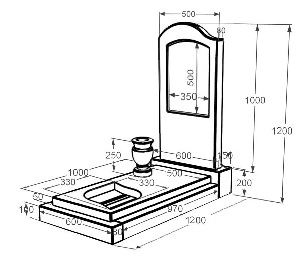 Розміри Пам'ятник із мармуру з полірованими фасками одинарний з білого мармуру Волокас з листом різьблена робота к13-vol-pf-100-50-08-011-l