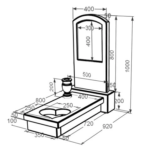 Розміри Мармуровий пам'ятник для могили одинарний з білого мармуру Волокас з серцем різьблена робота з дугою різьблений к11-vol-pf-80-40-05-009