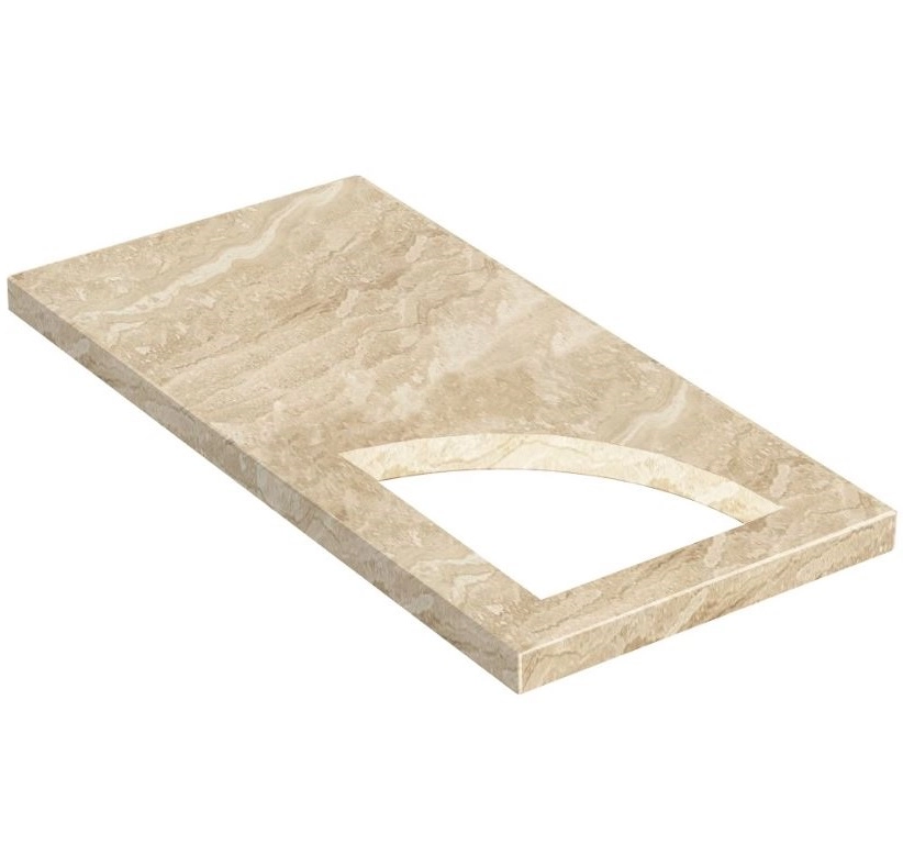 Основное Надгробная плита 1200x600x50 из мрамора Дайна с полированными фасками плита Уголок левая pl-dan-pf-pt-120-60-05-KUT-l