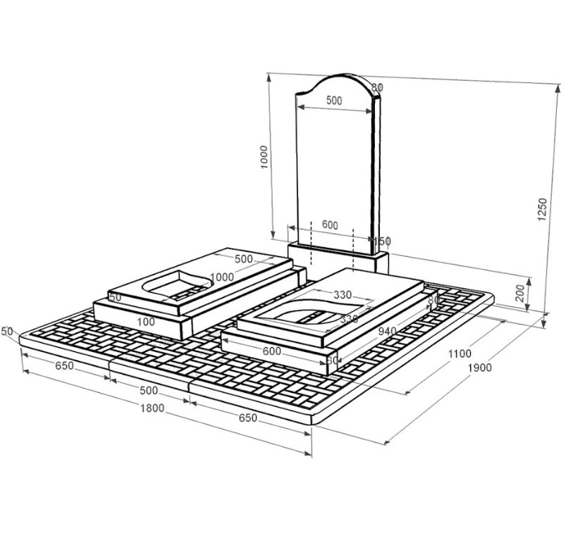 Розміри Пам'ятник на цвинтар з граніту з листом різьблена робота подвійний із чорного граніту Коростишів к22-kor-pf-100-50-08-011-r-pbd2