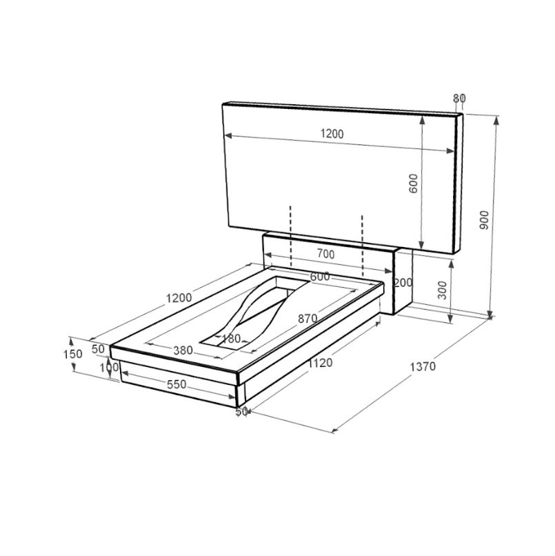 Розміри Гранітна плита на могилу мамі одинарний із чорного граніту Коростишів з вирізаною смугою к23-kor-npf-60-120-08-001