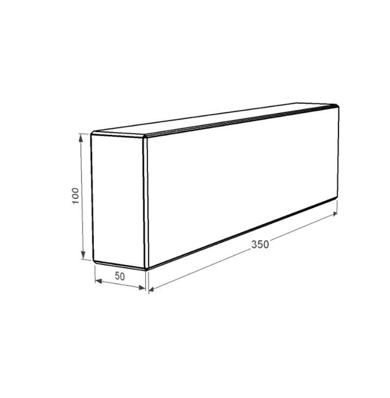 Розміри Брус для квітника та гробниці з мармуру 350x100x50 лицьовий (тильний) з полірованими фасками із мармуру Волокас br-vol-pf-35-10-05
