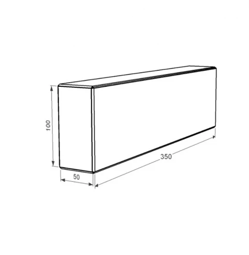 Розміри Брус для квітника та гробниці з мармуру 350x100x50 лицьовий (тильний) з полірованими фасками із мармуру Волокас br-vol-pf-35-10-05