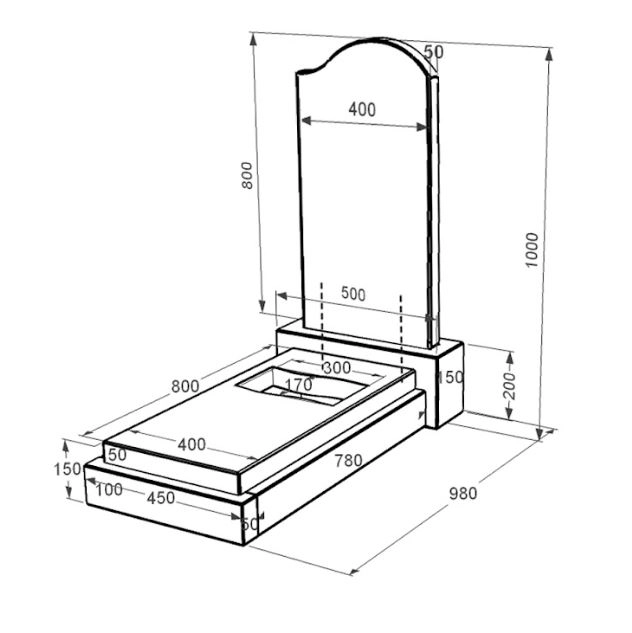 Розміри Надгробний пам'ятник із граніту для матері одинарний із чорного граніту Коростишів з вирізаним прапором к6-kor-pf-80-40-08-011-r