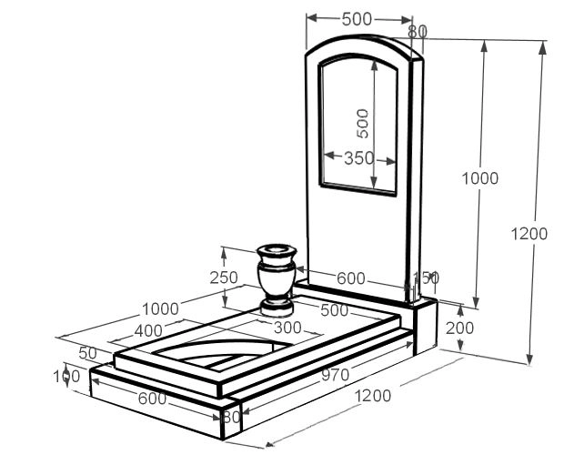 Розміри Мармурова плита на могилу для матері одинарна з білого мармуру Волокас з вирізаним куточком к24-vol-pf-100-50-08-009