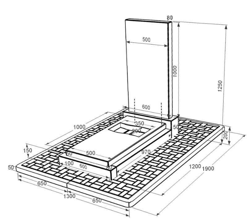 Розміри Гранітний пам'ятник з вирізаним прапором одинарний із чорного граніту Коростишів к6-kor-pf-100-50-08-001-pbd2