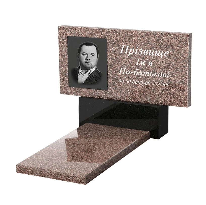 Основное Гранитный памятник из Токовского гранита одинарный без резных работ к7-tor-kor-pf-40-80-05-001