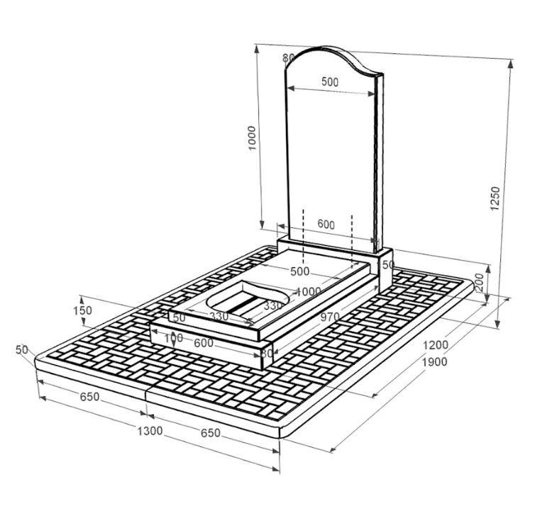 Розміри Гранітний пам'ятник з декоруванням білою галькою одинарний із чорного граніту Коростишів з хвилею різьблений к13-kor-npf-100-50-08-011-l-pbd2
