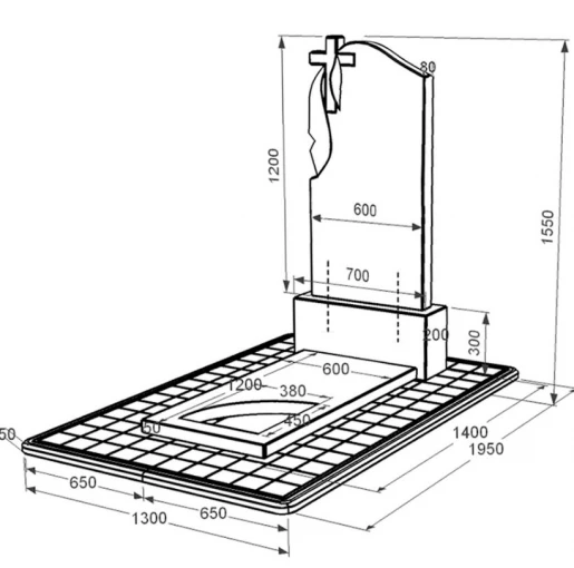 Размеры Памятник из гранита с вырезанным уголком одинарный из черного гранита Коростышев к9-kor-pf-120-60-08-142-pbd3