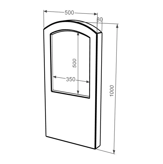 Размеры Стела памятника 1000x500x80 вертикальная с полированными фасками из мрамора Дайна st-dan-pf-100-50-08-009