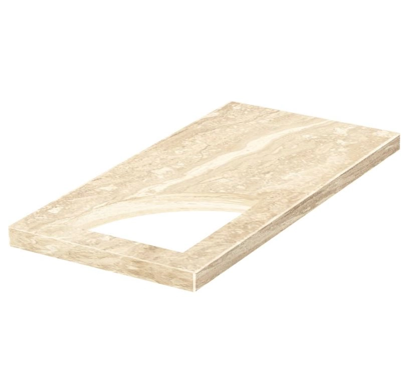 Основное Надгробная плита бежевая 1000x500x50 из мрамора Дайна с полированными фасками плита Уголок правая pl-dan-pf-pt-100-50-05-KUT-r