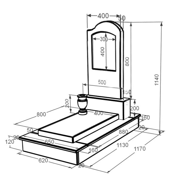 Розміри Мармуровий пам'ятник з хвилею різьблений одинарний з мармуру Дайна к7-dan-pf-80-40-05-011-r-ck