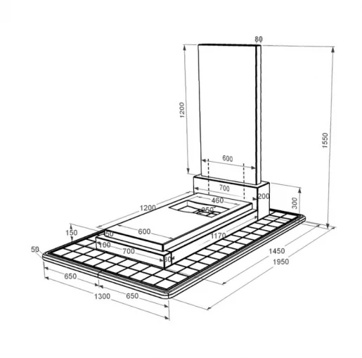 Размеры Гранитный памятник с вырезанным флагом одинарный из черного гранита Коростышев к6-kor-npf-120-60-08-001-pbd3