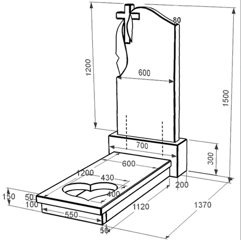 Размеры Памятник из гранита с неполированными фасками одинарный из черного гранита Коростышев с сердцем резная работа к11-kor-npf-120-60-08-142