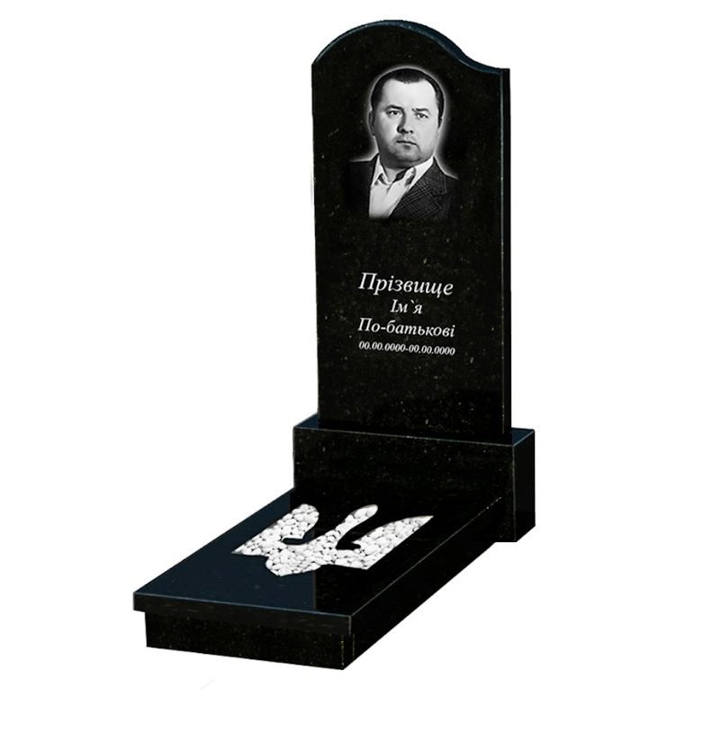 Основне Пам'ятник із граніту з Тризубом вирізаним одинарний із чорного граніту Коростишів к8-kor-pf-120-60-08-011-l