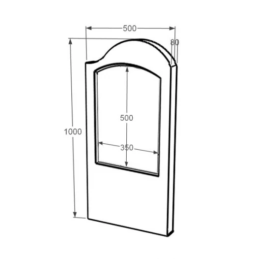 Размеры Стела памятника 1000x500x80 вертикальная с полированными фасками из мрамора Волокас правая st-vol-pf-100-50-08-011-r