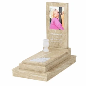 Мармуровий пам'ятник від виробника Україна одинарний з мармуру Дайна з вирізаним куточком к24-dan-pf-100-50-08-001-ck