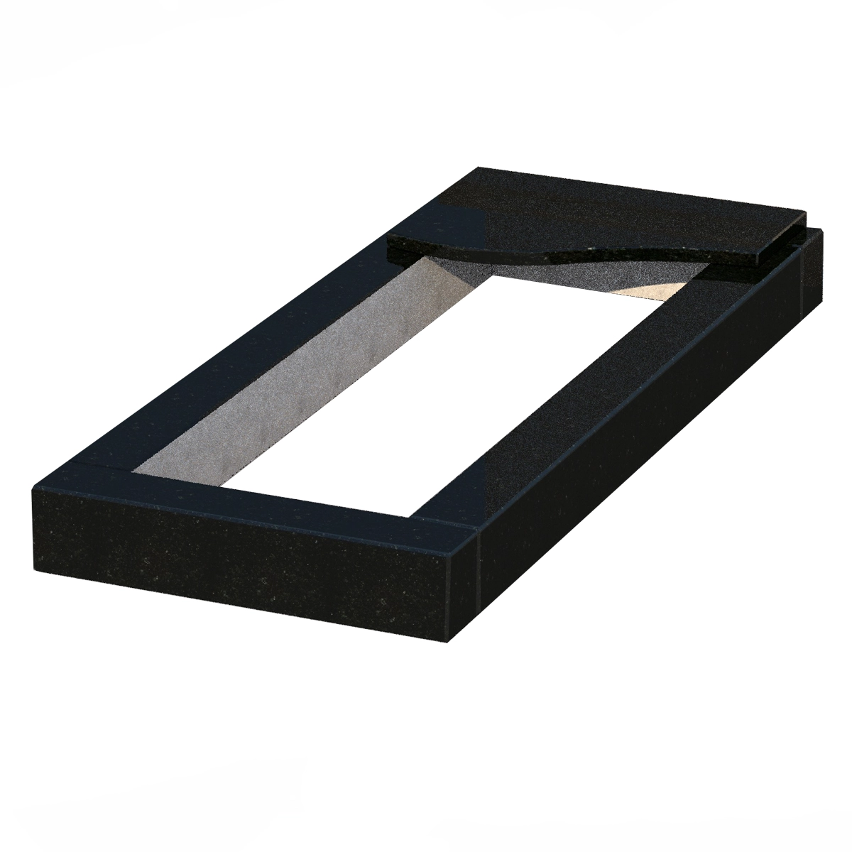 Основне Квітник на могилу довжиною 116 см 1160x500x100 з граніту серія Базіс з полірованими фасками Коростишівського кар'єру cv-kor-pf-1160-500-4-volna-1-st