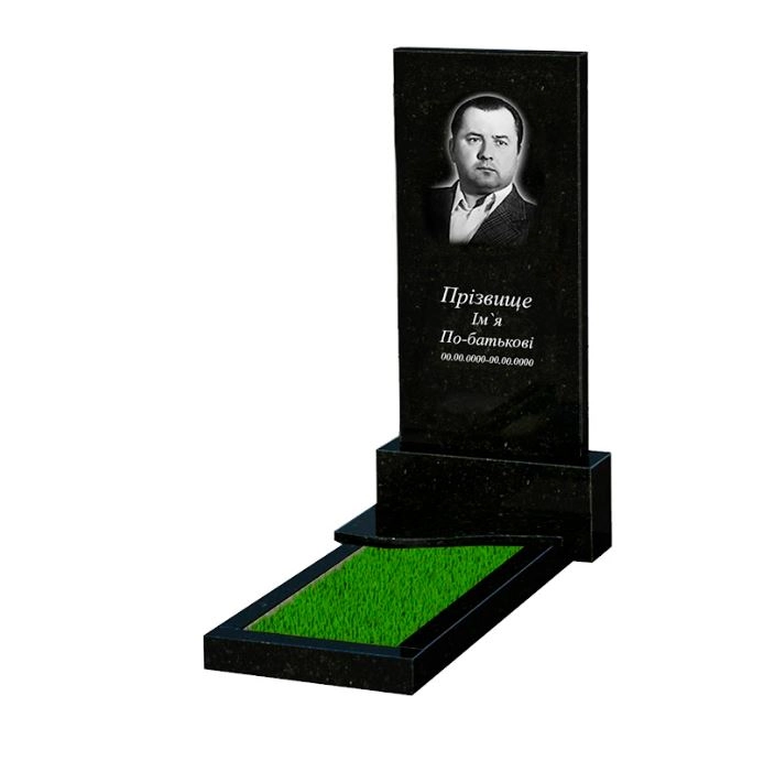 Основное Памятник на могилу из гранита высотой 150 см одинарный из черного гранита Коростышев с волной резной к3-kor-pf-120-60-08-001