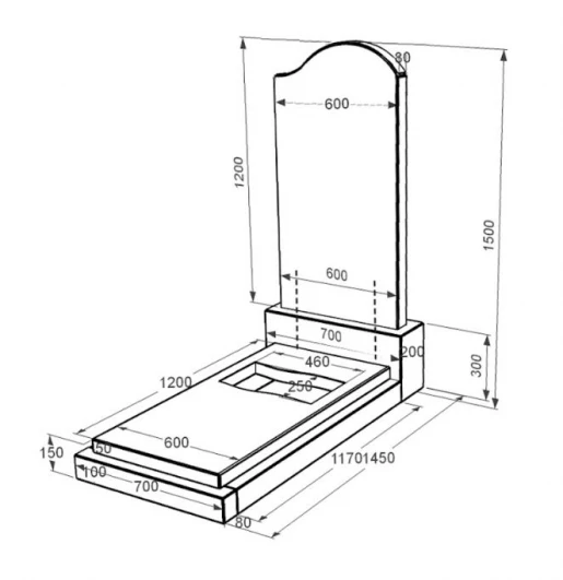 Размеры Памятник из гранита с резным флагом одинарный из черного гранита Коростышев к6-kor-pf-120-60-08-011-r