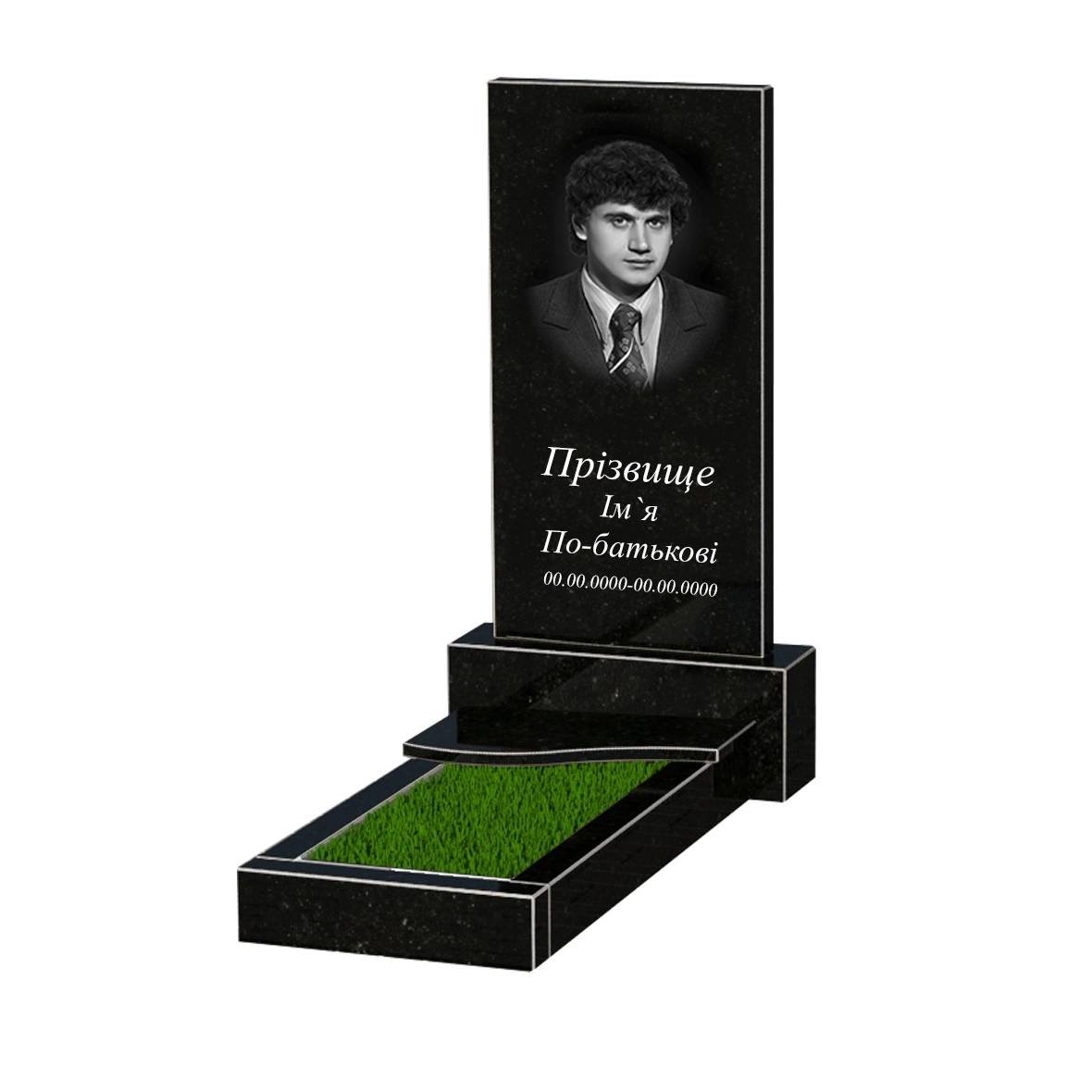 Основное Гранитный памятник для папы одинарный левый серия Базис 001 из черного гранита Коростышевского карьера к3-kor-npf-80-40-05-001-r