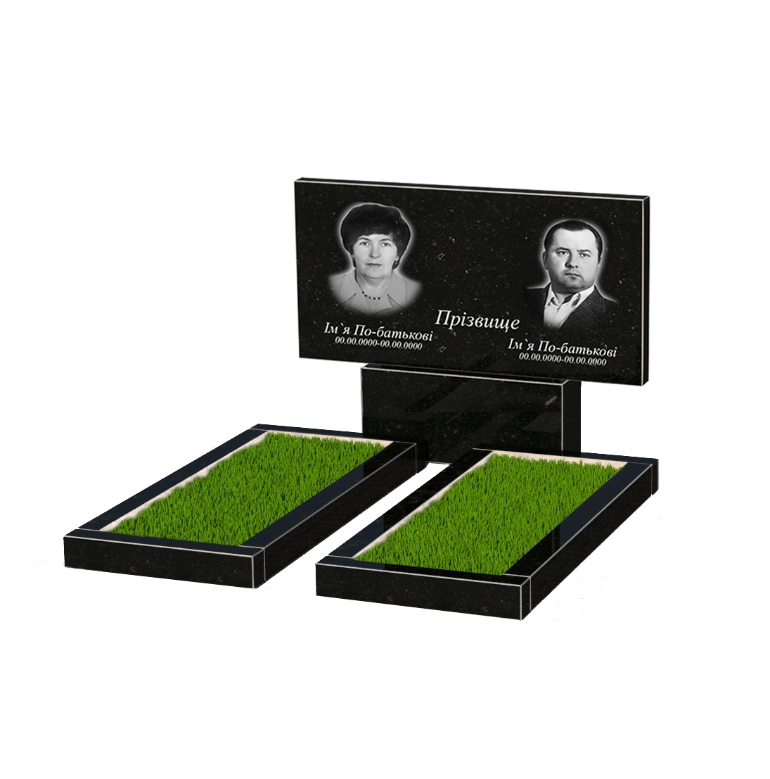 Основне Пам'ятник із граніту стела 60х120 см подвійний із чорного граніту Коростишів к14-kor-npf-60-120-08-001