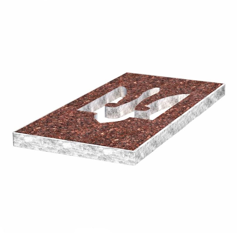 Основне Надгробна плита коричнева 1000x500x50 з Токівського граніту із неполірованими фасками плита Тризуб pl-tok-npf-npt-100-50-05-TRIZUB