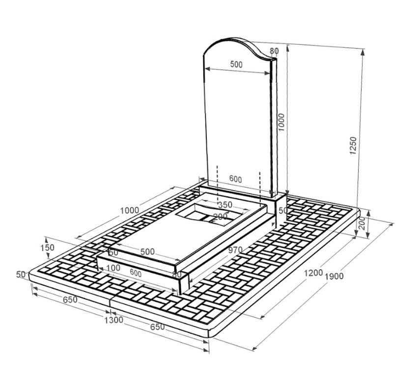 Размеры Гранитный памятник с вырезанным флагом одинарный из черного гранита Коростышев к6-kor-pf-100-50-08-011-l-pbd2