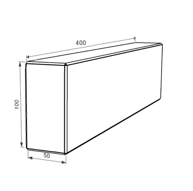 Розміри Брус для квітника та гробниці коричневий 400x100x50 з граніту лицьовий (тильний) із неполірованими фасками з Токівського граніту br-tok-npf-40-10-05
