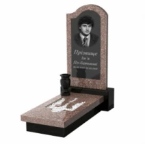 Надгробие на могилу из гранита с Трезубом вырезанным одинарный из гранита Токовский Коростышевский к8-tok-kor-pf-80-40-05-011-R