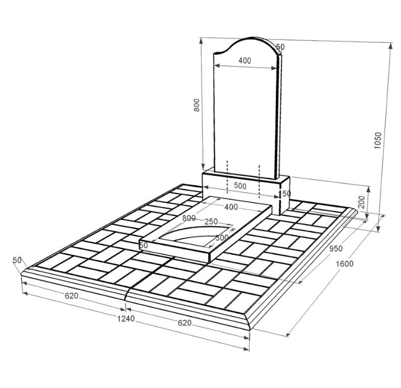 Розміри Гранітний пам'ятник чоловічий одинарний із чорного граніту Коростишів з вирізаним куточком к9-kor-npf-80-40-05-011-r-pbd1
