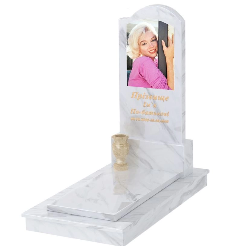 Основне Фігурний мармуровий пам'ятник одинарний з білого мармуру Волокас К7-vol-pf-120-60-08-011-r-ck