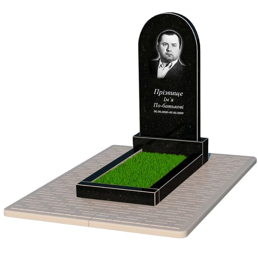 Основне Пам'ятник із граніту чорний Коростишев одинарний з полукруглою стелою к2-kor-npf-100-50-08-006-pbd2