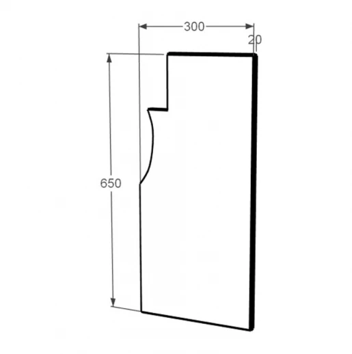 Размеры Пластина вставка на памятник для портрета и надписей левая 300x650x20 фигурная с Ивано-Долинского карьера ptk-baz-pf-pt-65-30-02-142-l