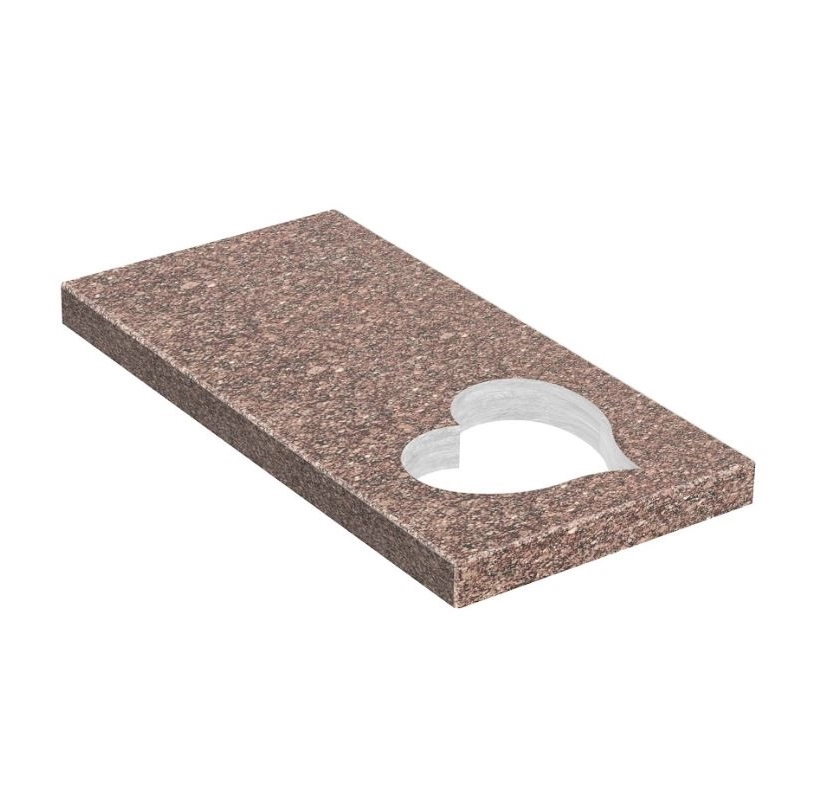 Основное Надгробная плита цветная 800x400x50 из Токовского гранита с полированными фасками Сердце левая pl-tok-pf-pt-80-40-05-SERCE-l