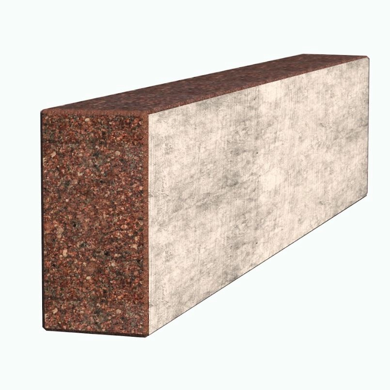 С других сторон Брус для цветника и гробницы коричневый 500x100x50 лицевой (тыльный) с полированными фасками из Токовского гранита br-tok-pf-50-10-05