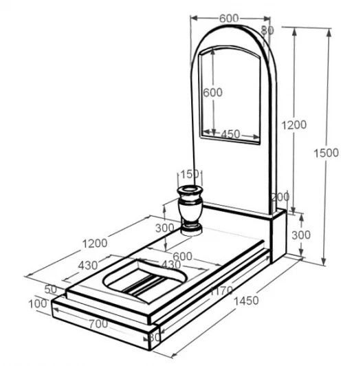 Розміри Мармуровий пам'ятник з повним поліруванням сторін з мармуру Дайна з листом різьблена робота к13-dan-pf-120-60-08-006