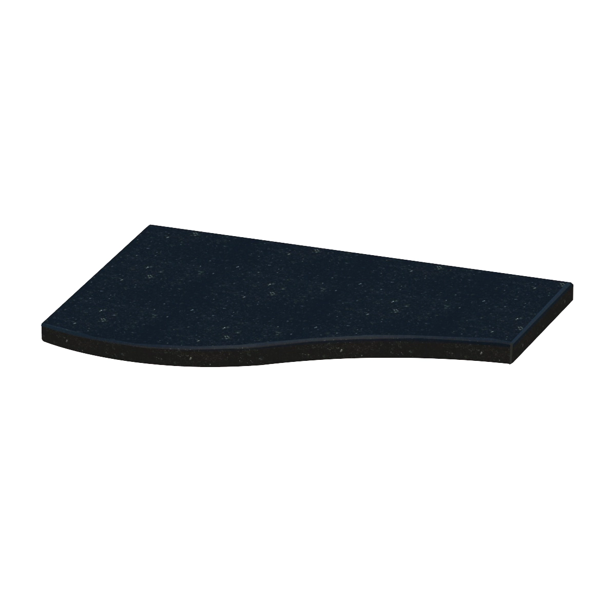 Основне Плита на квітник могили чорного кольору 450x300x20 з граніту серія Хвиля одинарна коротка з полірованими фасками Коростишівського кар'єру ліва pnk-kor-pf-45-30-02-l