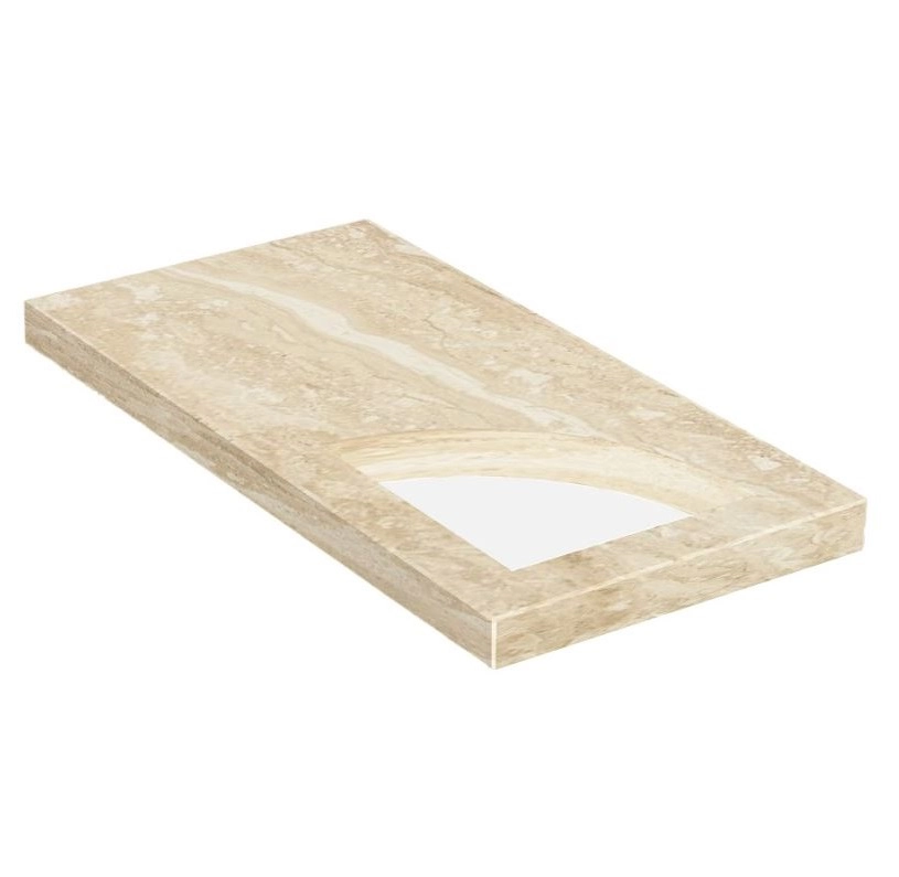 Основное Надгробная плита бежевая 800x400x50 из мрамора Дайна с полированными фасками плита Уголок левая pl-dan-pf-pt-80-40-05-KUT-l