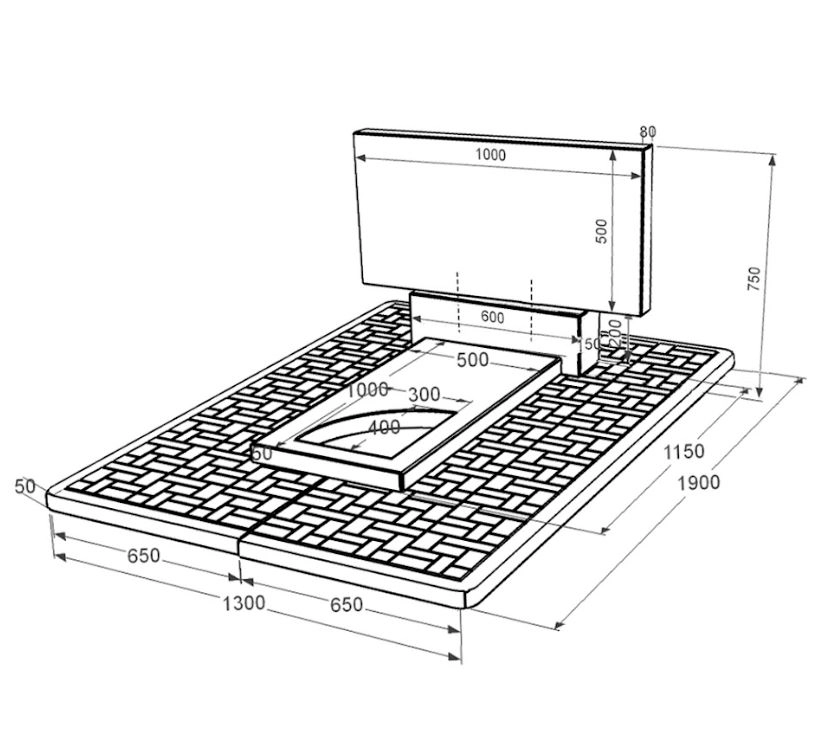 Размеры Гранитный памятник стела 50х100 см одинарный из черного гранита Коростышев с вырезанным уголком к9-kor-npf-50-100-08-001-pbd2