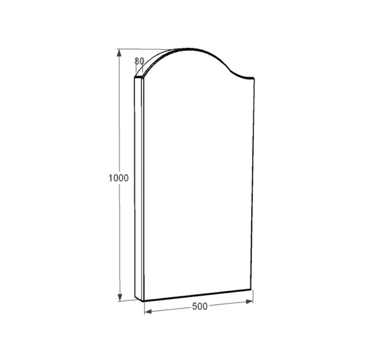 Размеры Стела памятника полированные фаски 1000x500x80 из гранита одинарная Букинского карьера левая st-buk-pf-100-50-08-011-l