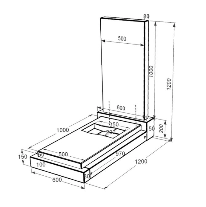 Размеры Памятник из гранита с резным флагом одинарный из черного гранита Коростышев к6-kor-pf-100-50-08-001