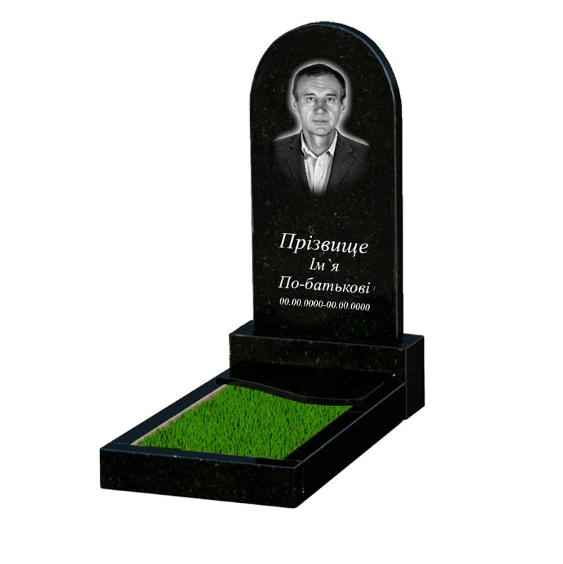 Основное Памятник на кладбище из гранита высотой 100 см одинарный из черного гранита Коростышев с волной резной к5-kor-pf-80-40-05-006-l