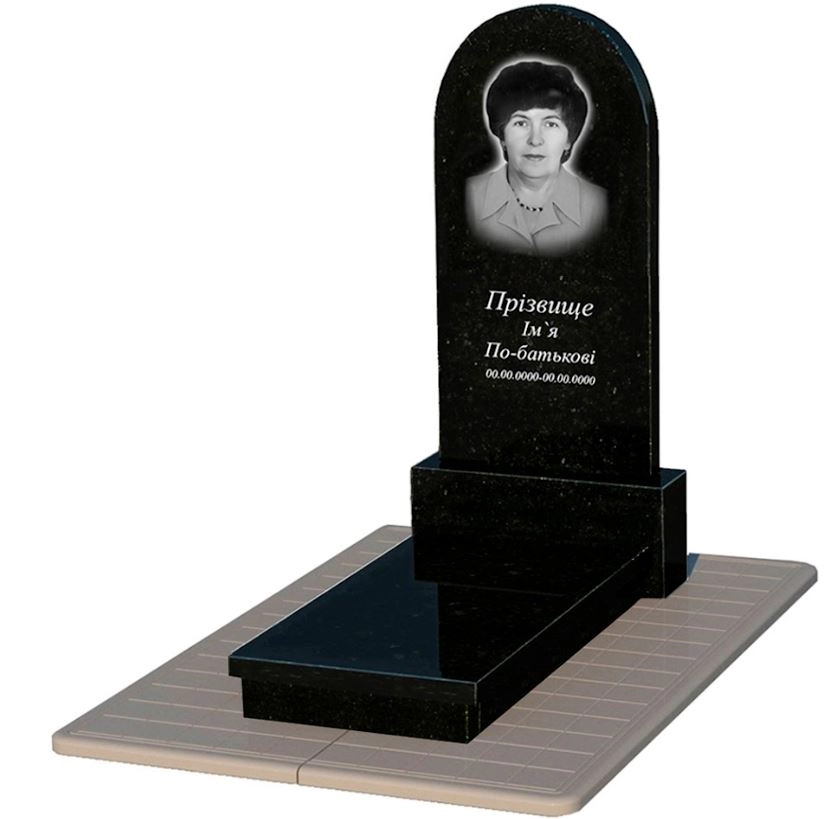 Основное Гранитный памятник маме одинарный из черного гранита Коростышев с полукруглой стелой к10-kor-pf-120-60-08-006-pbd3