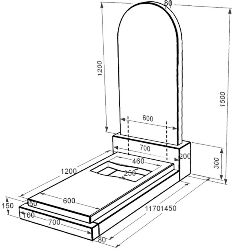 Размеры Памятник из гранита с одним надгробием одинарный из черного гранита Коростышев с вырезанным флагом к6-kor-pf-120-60-08-006